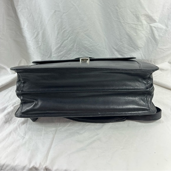Vintage BOSCA double gusset black leather briefcase with shoulder strap - Picture 12 of 14